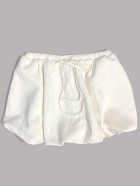 GREY LAB Cream Bubble Mini Skirt with Drawstring